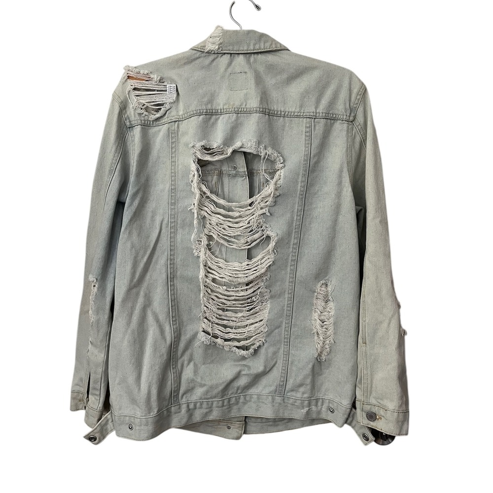 BoomBoom Jeans Jacket Distressed Shredded Large
